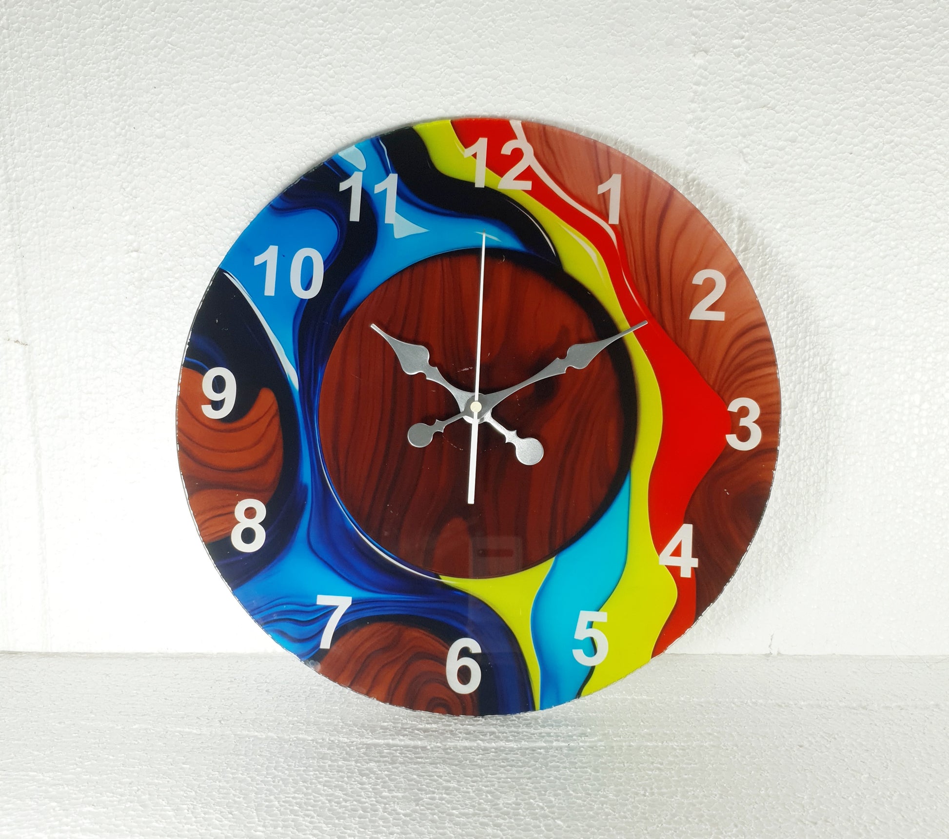 ColorSwirl Acrylic Wall Clock – Modern Artistic Design 18-18 inch