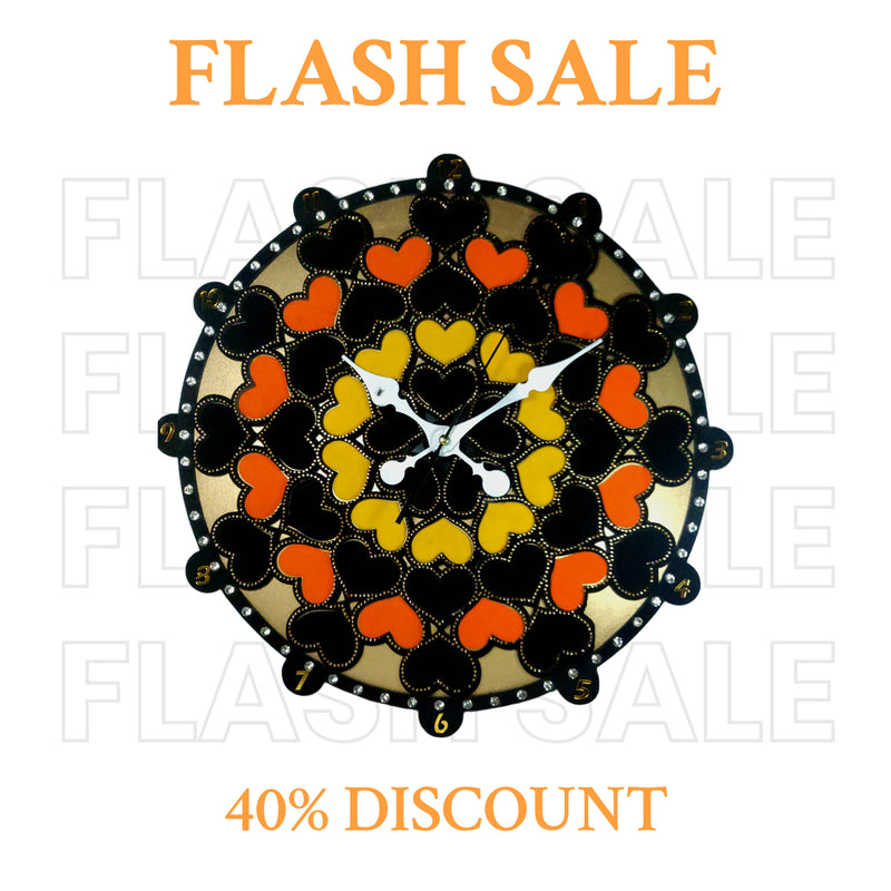 HeartBloom Wall Clock – 18” Black Edition with Bold Heart Mosaic