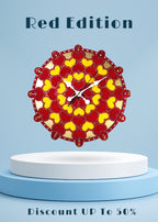 HeartBloom Wall Clock – 18” Red Edition with Artistic Heart Design