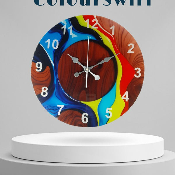 ColorSwirl Acrylic Wall Clock – Modern Artistic Design 18-18 inch