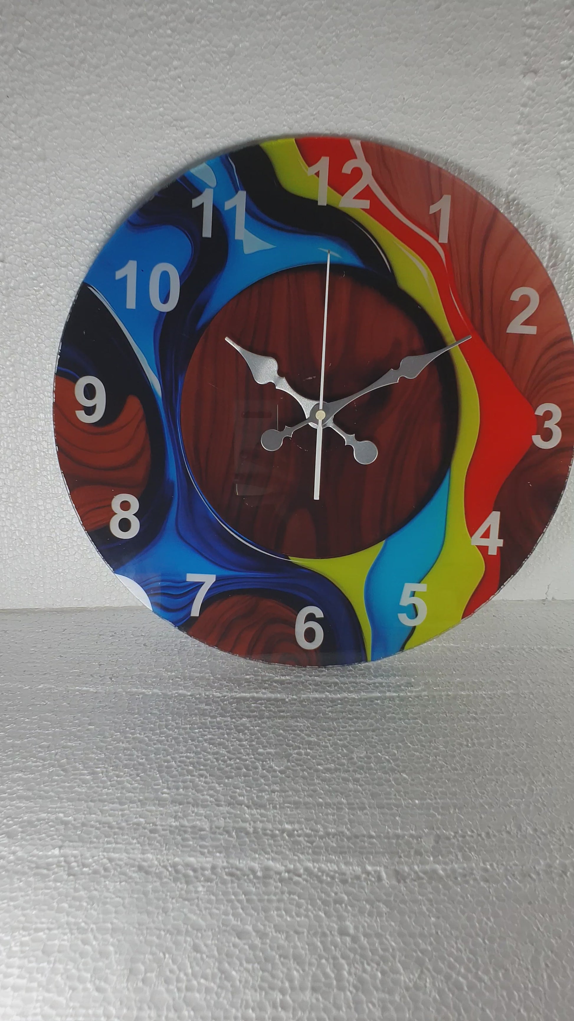 ColorSwirl Acrylic Wall Clock – Modern Artistic Design 18-18 inch