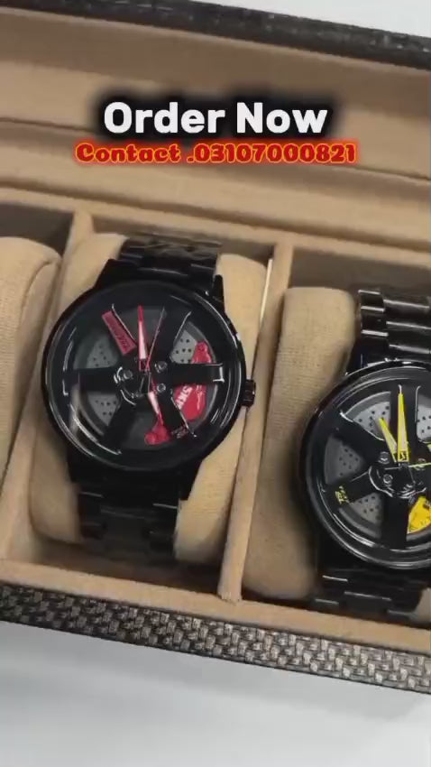 Wheel Rotating Watch ⌚ | Unique Car Rim Design 🚗 | Stylish & Durable