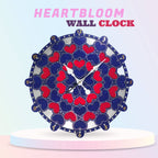 Blue Heartbloom Wooden Wall Clock.