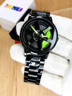 Deal Black Aura stainless Steel +Wheel rotating watch