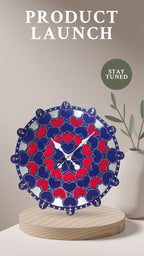 Blue Heartbloom Wooden Wall Clock.