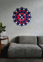 Blue Heartbloom Wooden Wall Clock.