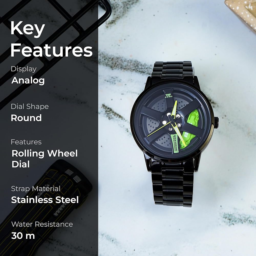 Wheel Rotating Watch ⌚ | Unique Car Rim Design 🚗 | Stylish & Durable