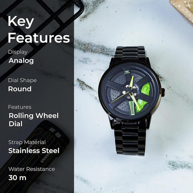 Wheel Rotating Watch ⌚ | Unique Car Rim Design 🚗 | Stylish & Durable